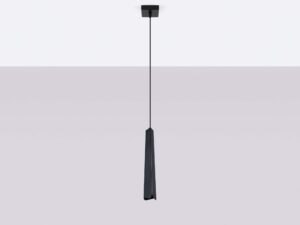 Miniaturka 2 - Czarna lampa wisząca z wąskim kloszem trójkątnym