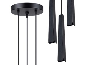Miniaturka 1 - Lampa wisząca potrójna czarna z okrągłą podsufitką i trzema kloszami