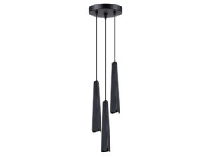 Miniaturka 13 - Lampa wisząca potrójna czarna z trzema wąskimi kloszami trójkątnymi