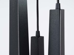 Miniaturka 7 - Detal mocowania przewodu do klosza lampy wiszącej potrójnej czarnej