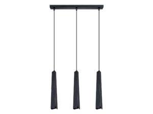 Miniaturka 15 - Lampa wisząca potrójna czarna na belce z trzema kloszami trójkątnymi