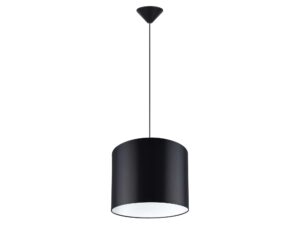 Miniaturka 13 - Lampa wisząca z czarnym cylindrycznym abażurem na białym tle