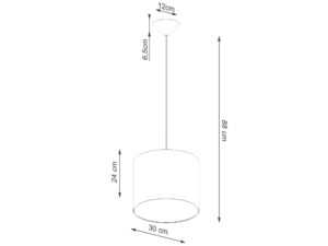 Miniaturka 11 - Schemat wymiarów lampy wiszącej z czarnym abażurem 30x88cm
