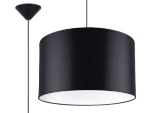 Miniaturka 1 - Lampa wisząca z czarnym cylindrycznym abażurem 40cm zbliżenie na białym tle