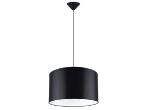 Miniaturka 13 - Lampa wisząca z czarnym cylindrycznym abażurem 40cm na białym tle