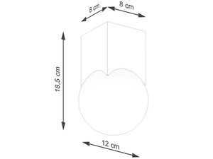 Miniaturka 8 - Schemat wymiarów plafonu sufitowego z kulą szklaną