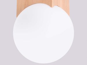 Miniaturka 7 - Biała szklana kula plafonu z drewnianym wykończeniem