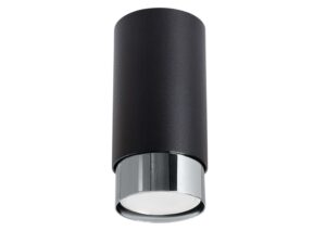 Miniaturka 9 - Spot natynkowy cylindryczny czarno-chromowany z chromowanym pierścieniem na białym tle