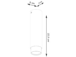 Miniaturka 5 - Schemat wymiarów spotu natynkowego wydłużonego czarno-chromowanego 6x22,5cm