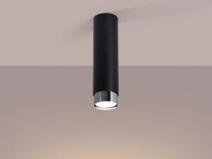 Miniaturka 2 - Spot natynkowy wydłużony czarno-chromowany świecący ciepłym światłem
