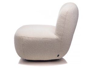 Miniaturka 2 - Kremowy fotel boucle obrotowy zaokrąglony nowoczesny profil