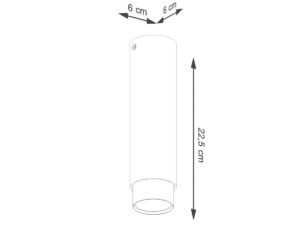 Miniaturka 5 - Schemat wymiarów spotu natynkowego wydłużonego czarno-złotego 6x22,5cm