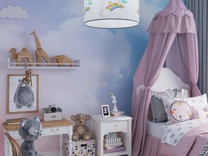 Miniaturka 8 - Lampa wisząca dziecięca z abażurem w jednorożce i tęczę w aranżacji