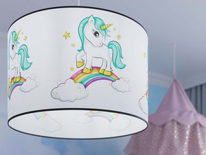 Miniaturka 9 - Abażur lampy dziecięcej z kolorowym motywem jednorożca na tęczy