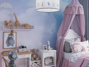 Miniaturka 8 - Oświetlenie dziecięce z wróżkami w pokoju z fioletowym baldachimem