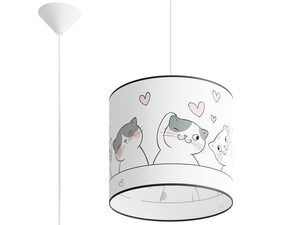 Miniaturka 11 - Wisząca lampa dziecięca z wysokim abażurem w kotki