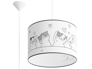 Miniaturka 9 - Lampa wisząca dziecięca z białym abażurem w kotki i serduszka