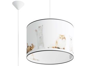 Miniaturka 11 - Lampa wisząca z abażurem w koty na białym tle packshot