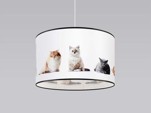 Miniaturka 1 - Biała lampa sufitowa z nadrukiem różnych ras kotów na szarym tle
