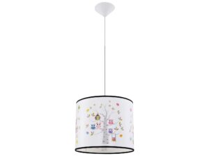 Miniaturka 7 - Lampa wisząca z abażurem z motywem sówek na drzewie na białym tle
