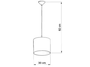 Miniaturka 6 - Schemat wymiarów lampy wiszącej z abażurem sówki 30x82cm