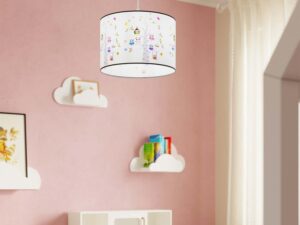 Miniaturka 3 - Lampa wisząca z motywem sówek w aranżacji różowego pokoju dziecięcego