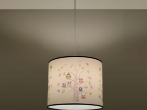 Miniaturka 2 - Lampa wisząca z abażurem w motyw sówek świecąca ciepłe światło