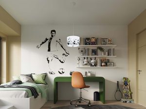 Miniaturka 5 - Lampa wisząca piłkarska w aranżacji pokoju chłopięcego z biurkiem