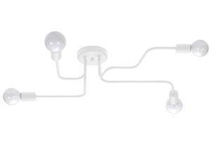Miniaturka 8 - Biała lampa sufitowa z czterema ramionami i żarówkami