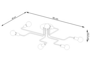 Miniaturka 4 - Rysunek techniczny lampy sufitowej z wymiarami 80 na 64 centymetry