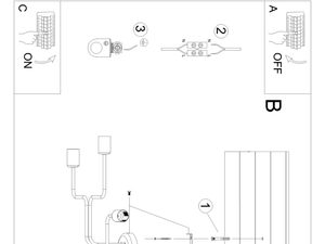 Miniaturka 3 - Schemat montażu lampy sufitowej wieloramiennej z instrukcją podłączenia