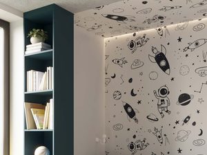 Miniaturka 7 - Aranżacja pokoju dziecięcego z lampą sufitową i regałem na książki