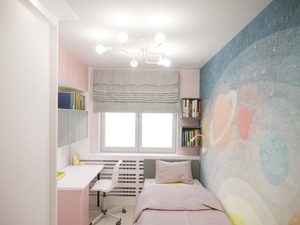 Miniaturka 9 - Różowy pokój dziecięcy z białą lampą sufitową wielopunktową