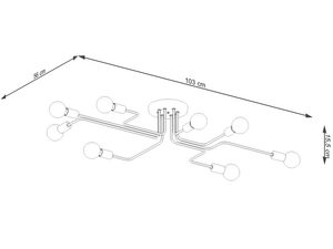 Miniaturka 3 - Rysunek techniczny lampy sufitowej z wymiarami 103 na 56 centymetry