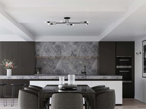 Miniaturka 13 - Czarna lampa sufitowa sześcioramienna w aranżacji kuchni