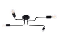 Lampa sufitowa czarna metalowa z czterema ramionami i żarówkami filamentowymi