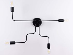 Miniaturka 3 - Plafon industrialny czarny z widocznymi żarówkami na białym tle