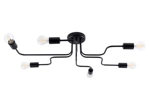 Miniaturka 15 - Lampa sufitowa metalowa czarna siedmioramienna z żarówkami Edison