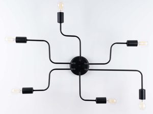 Miniaturka 3 - Plafon loftowy czarny siedmioramienny z żarówkami filamentowymi