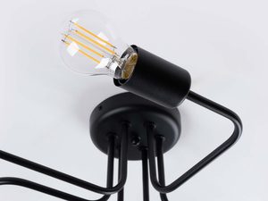 Miniaturka 6 - Czarna oprawa sufitowa z żarówką filamentową i podstawą montażową