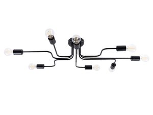 Miniaturka 12 - Lampa sufitowa ośmioramienna czarna z żarówkami Edison