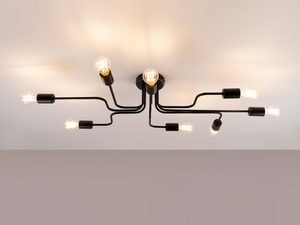 Miniaturka 2 - Metalowa lampa sufitowa ośmioramienna ze świecącymi żarówkami Edison