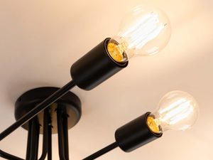 Miniaturka 7 - Świecące żarówki Edison w czarnej lampie sufitowej loftowej