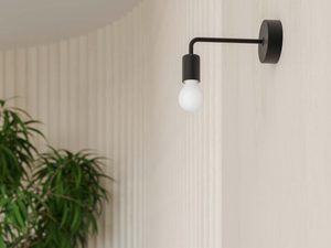 Miniaturka 7 - Kinkiet ścienny czarny metalowy z białą żarówką w aranżacji