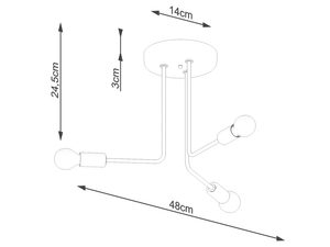 Miniaturka 4 - Rysunek techniczny plafonu trzyramiennego z wymiarami montażowymi