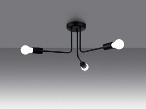 Miniaturka 2 - Trzyramienny plafon metalowy czarny w minimalistycznym stylu