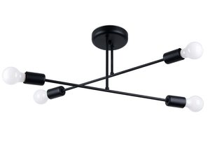 Miniaturka 9 - Sufitowa lampa czteroramienna czarna z metalowymi ramionami