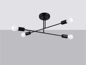 Miniaturka 1 - Czarny plafon z czterema ramionami i białymi żarówkami