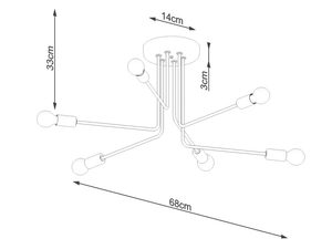 Miniaturka 4 - Rysunek techniczny plafonu sześcioramiennego z wymiarami 68 cm