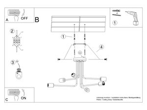 Miniaturka 5 - Instrukcja montażu lampy sufitowej z giętymi ramionami